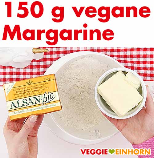 Alsan ist vegane Butter. Vegane Margarine zufügen