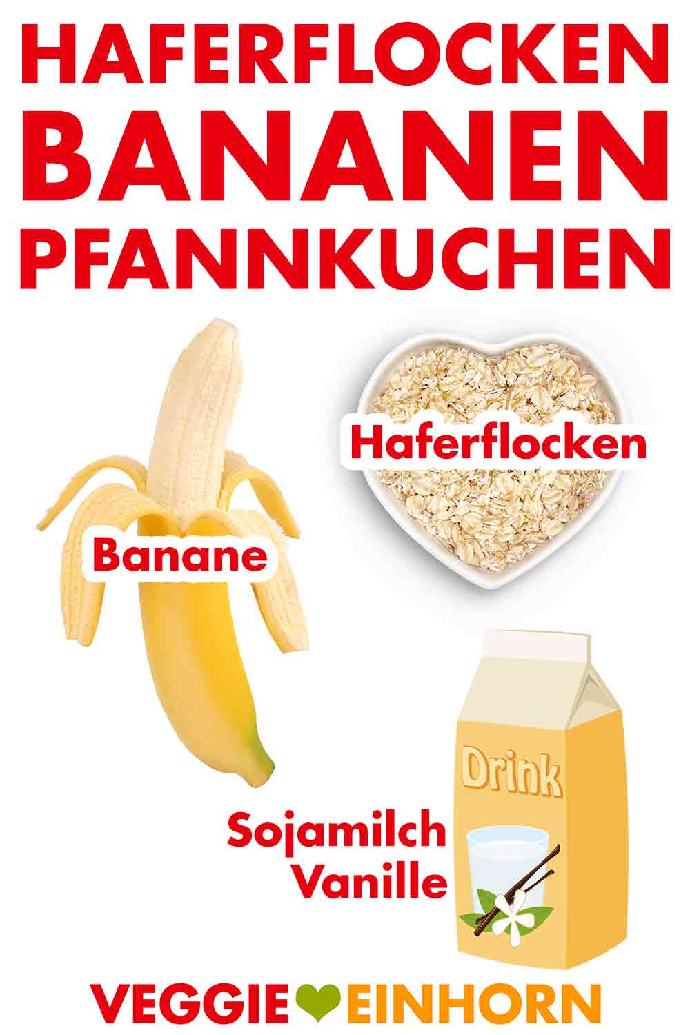 Zutaten für vegane Haferflocken-Bananen-Pancakes