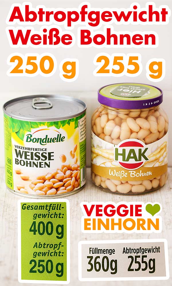 Eine Dose und ein kleines Glas mit weißen Bohnen