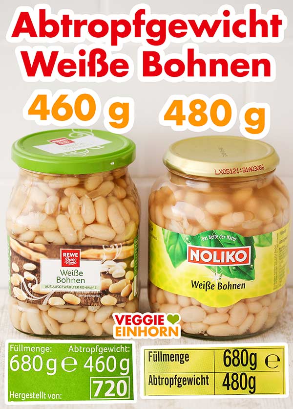 Zwei große Gläser mit weißen Bohnen