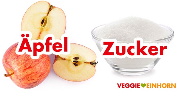 Äpfel und Zucker für Apfelbrot