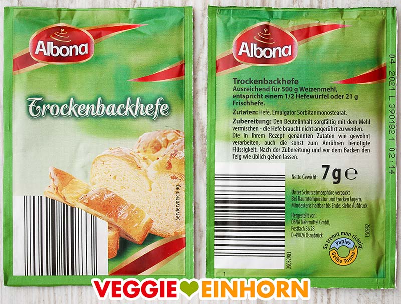 Päckchen Trockenbackhefe von Albona (ALDI Nord)