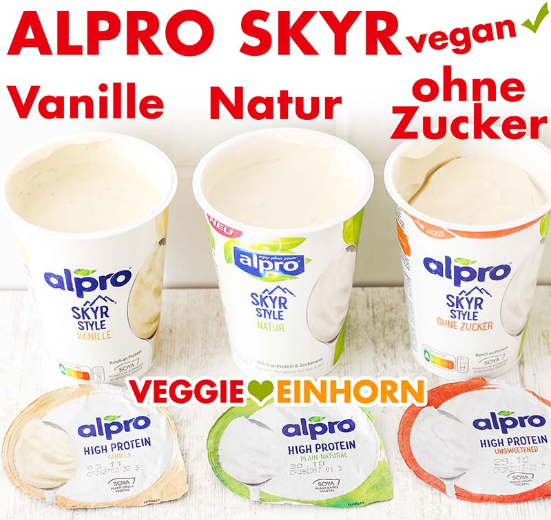 Veganer Vanille Skyr, veganer Skyr Natur, veganer Skyr ohne Zucker Alpro Skyr Style Vanille, Natur und ohne Zucker