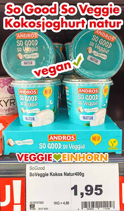 Andros So Good So Veggie bei Edeka Andros So Good So Veggie Kokosjoghurt im Supermarkt Regal bei Edeka