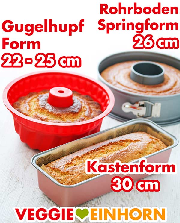 Drei verschiedene Backformen