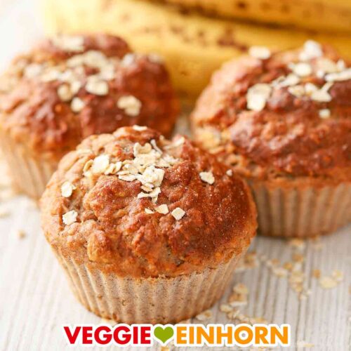 Vegane Bananen Haferflocken Muffins ohne Zucker