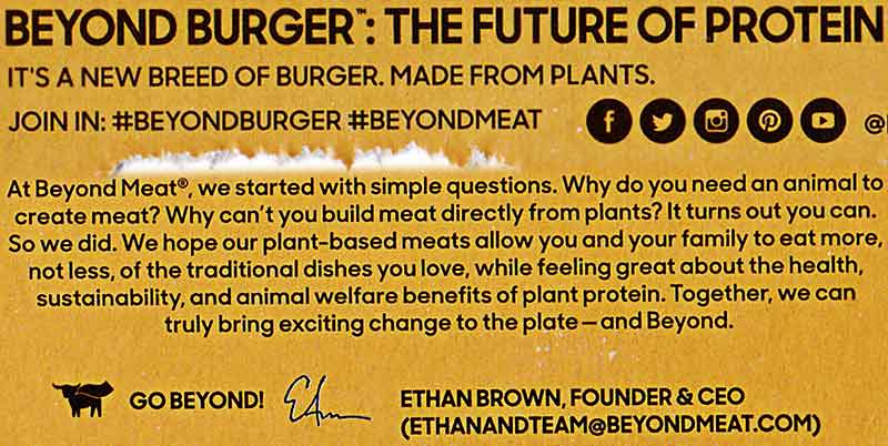 Text von der Beyond Burger Packung: The Future of Protein Text von der Beyond Burger Packung: The Future of Protein