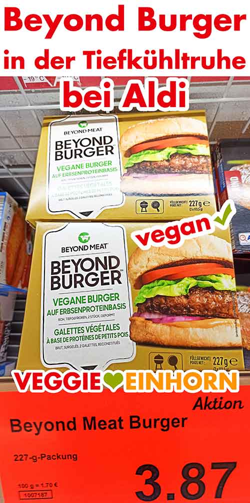 Beyond Burger in der Tiefkühl Truhe Tiefgekühlte Packungen mit Beyond Meat Burger bei Aldi