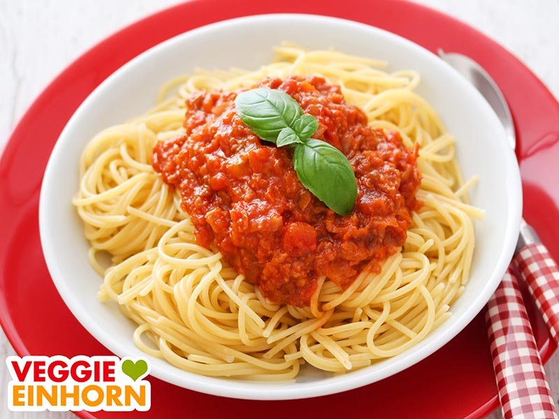 Spaghetti bolognese mit veganem Hack