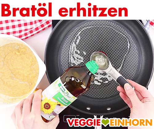Bratöl erhitzen für vegane Kartoffelpuffer