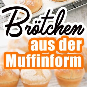 Brötchen aus der Muffinform und ein aufgeschnittenes frisches Brötchen