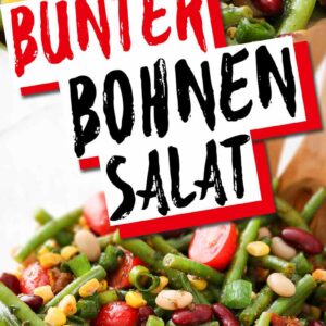 Bunter Bohnensalat mit grünen, roten und weißen Bohnen