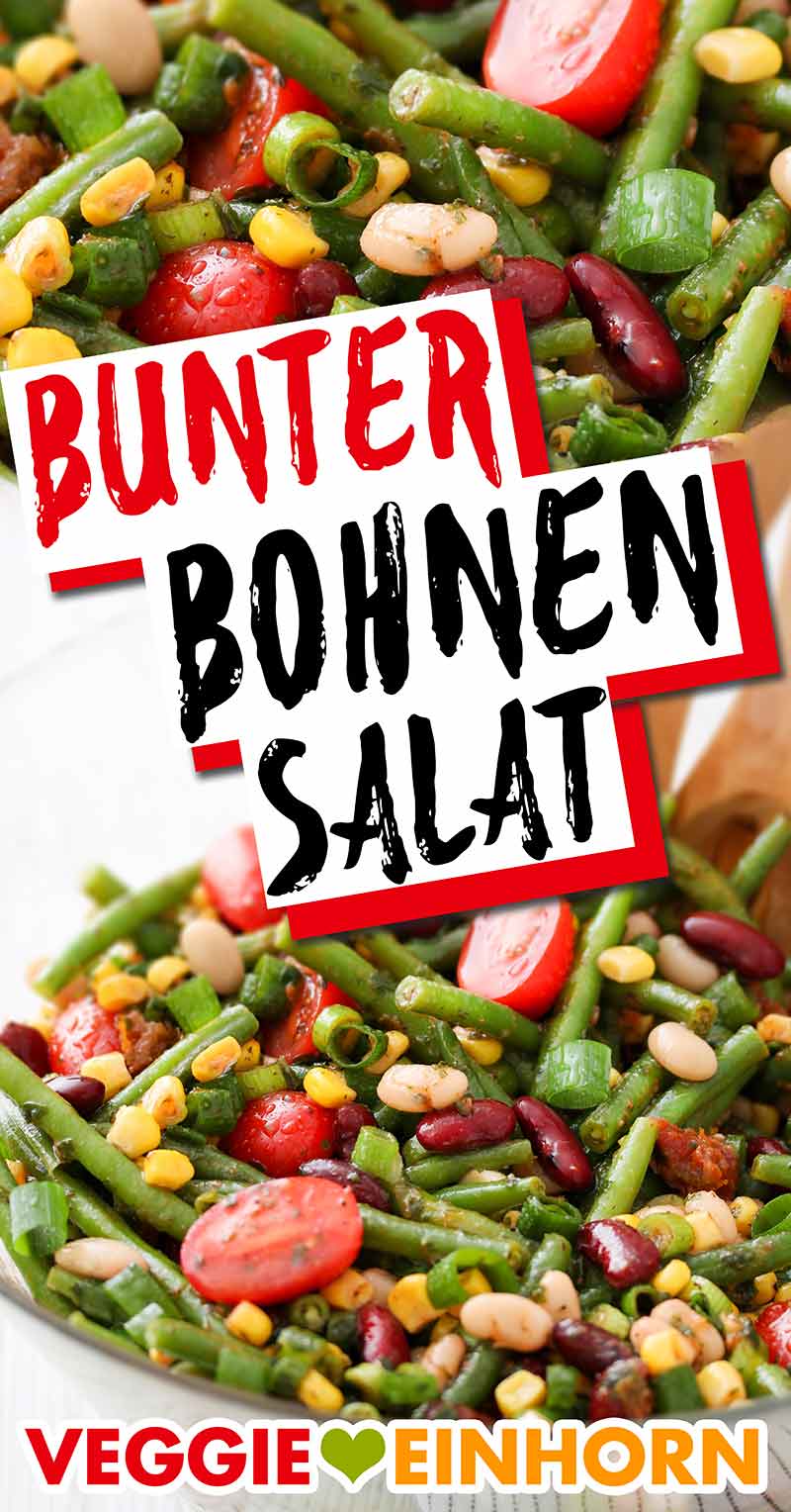 Bunter Bohnensalat mit grünen, weißen und roten Bohnen Bunter Bohnensalat mit grünen, roten und weißen Bohnen