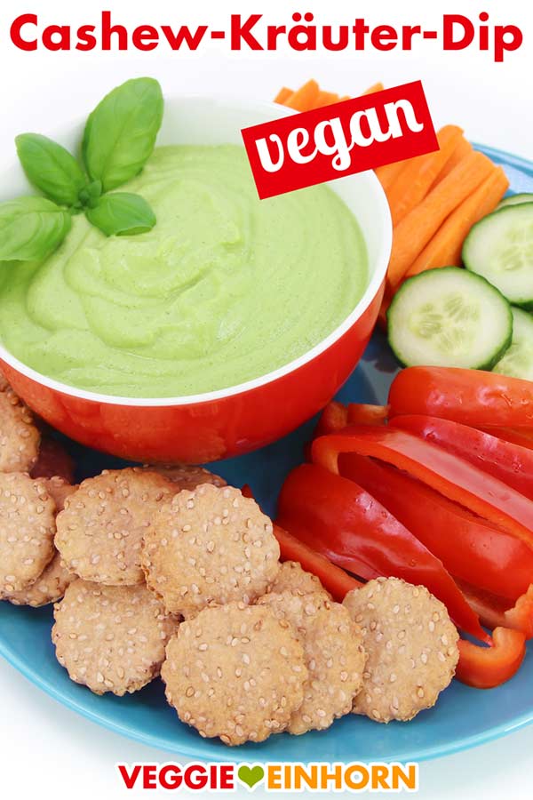 Cashew-Kräuter-Dip mit veganen Crackern