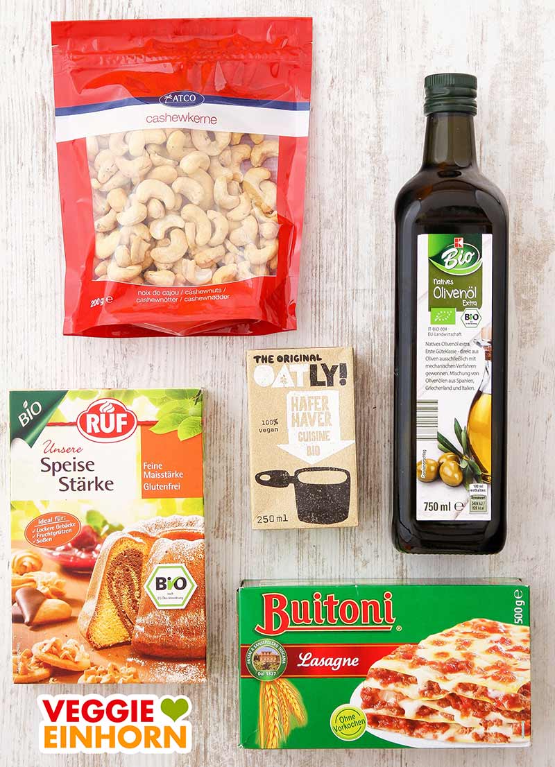 Cashewkerne, Olivenöl, Hafer Cuisine, Speisestärke, Lasagneblätter