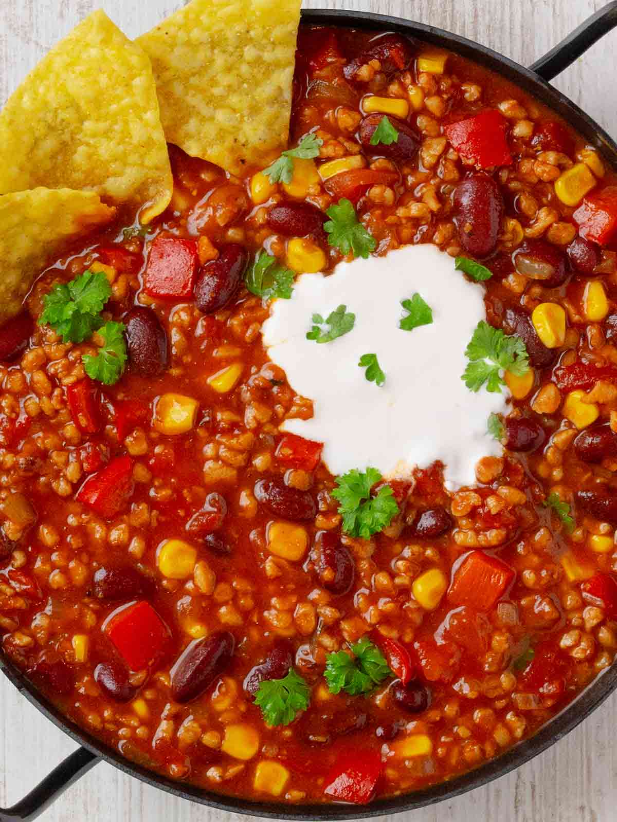 Veganes Chili sin Carne mit Sojagranulat