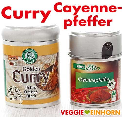 Currypulver und Cayennepfeffer