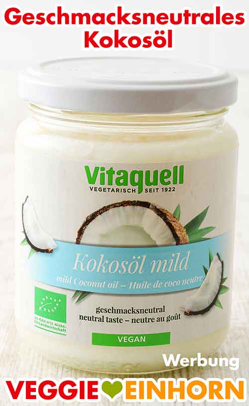 Desodoriertes Kokosöl ist neutral im Geschmack. Ein Glas geschmacksneutrales desodoriertes Kokosöl