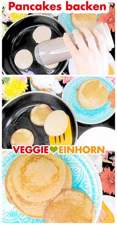Vegane Haferflocken-Bananen-Pancakes in der Pfanne backen