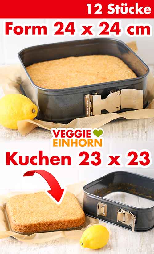 Blechkuchen in einer eckigen Springform Eine eckige Springform mit einem Zitronen Blechkuchen