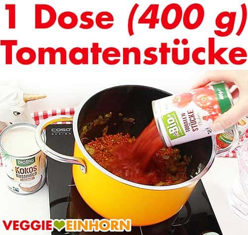 Eine Dose Tomatenstücke zufügen