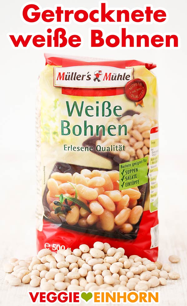 Eine Packung mit getrockneten weißen Bohnen