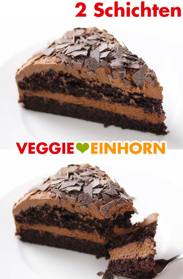 Einfache vegane Schokotorte mit zwei Schichten Einfache vegane Schokotorte mit zwei Schichten