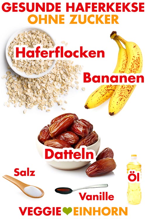 Vegane Haferflockenkekse | Einfache gesunde Haferflocken Kekse ohne Zucker | Vegane Haferkekse mit Banane und Datteln