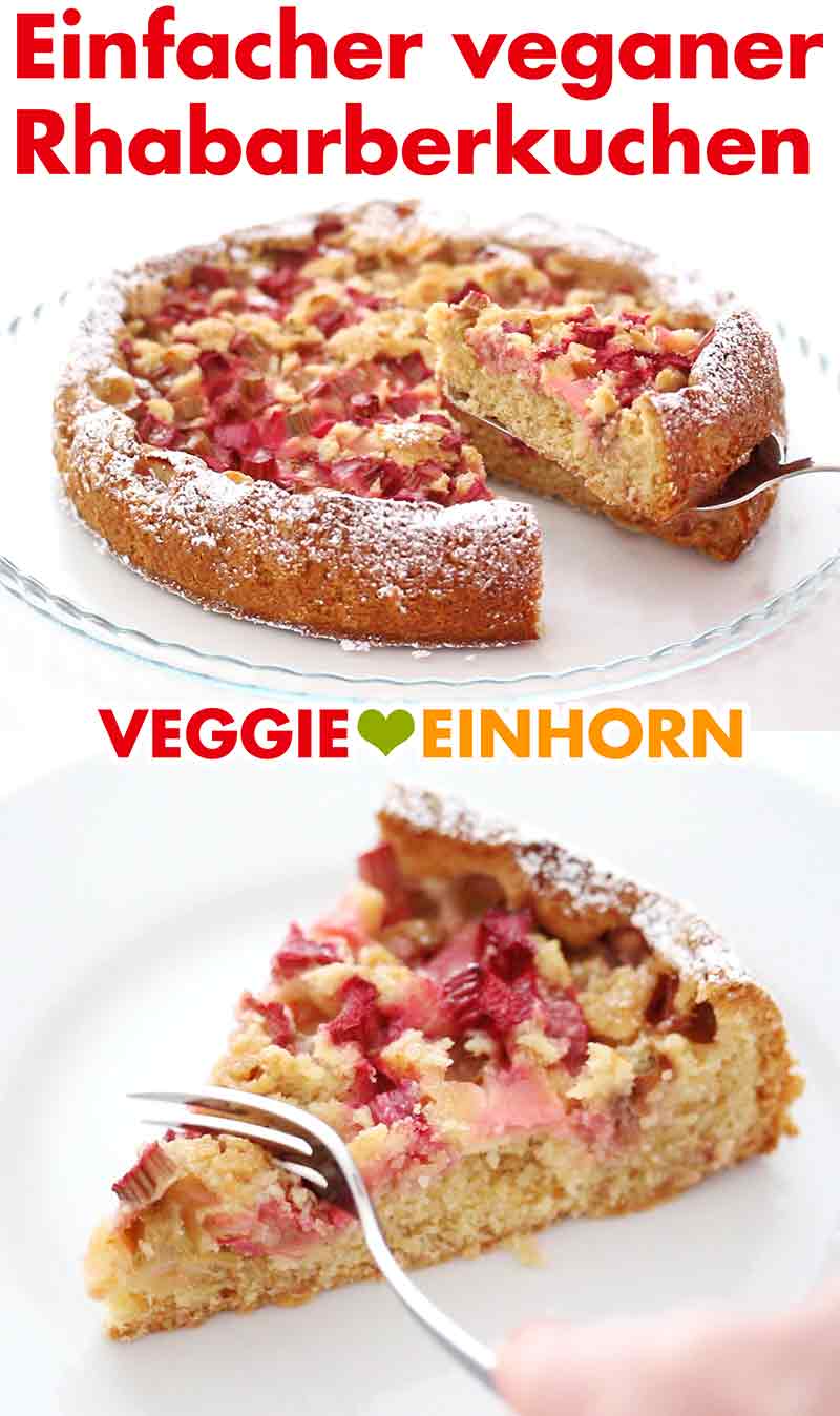 Einfacher veganer Rhabarberkuchen Rhabarberkuchen wird serviert