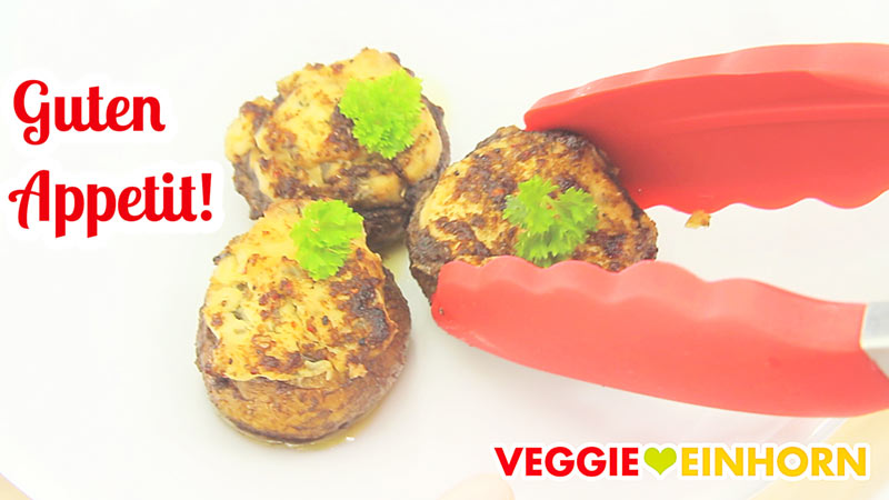 Vegane GEFÜLLTE CHAMPIGNONS | Einfaches leckeres Party Rezept | VEGANE gefüllte Pilze | Rezept mit Schritt-für-Schritt Foto-Anleitung und VIDEO