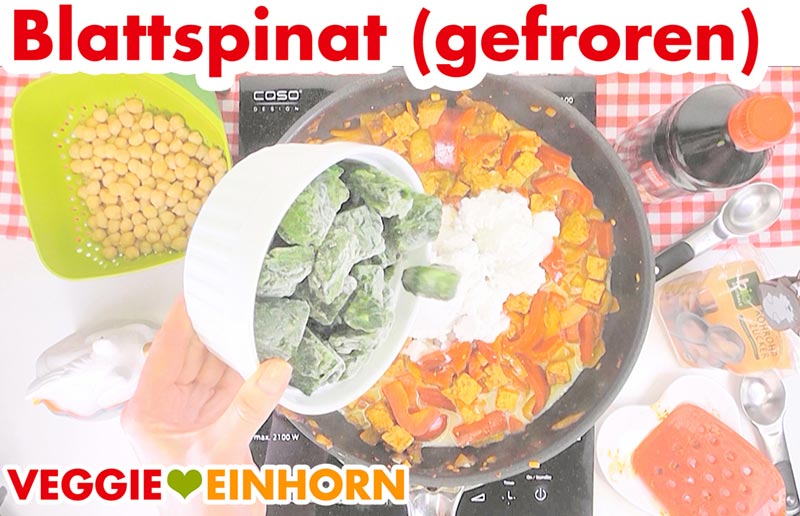Blattspinat tiefgefroren zufügen