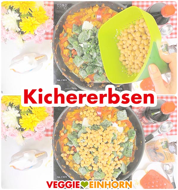 Kichererbsen zufügen