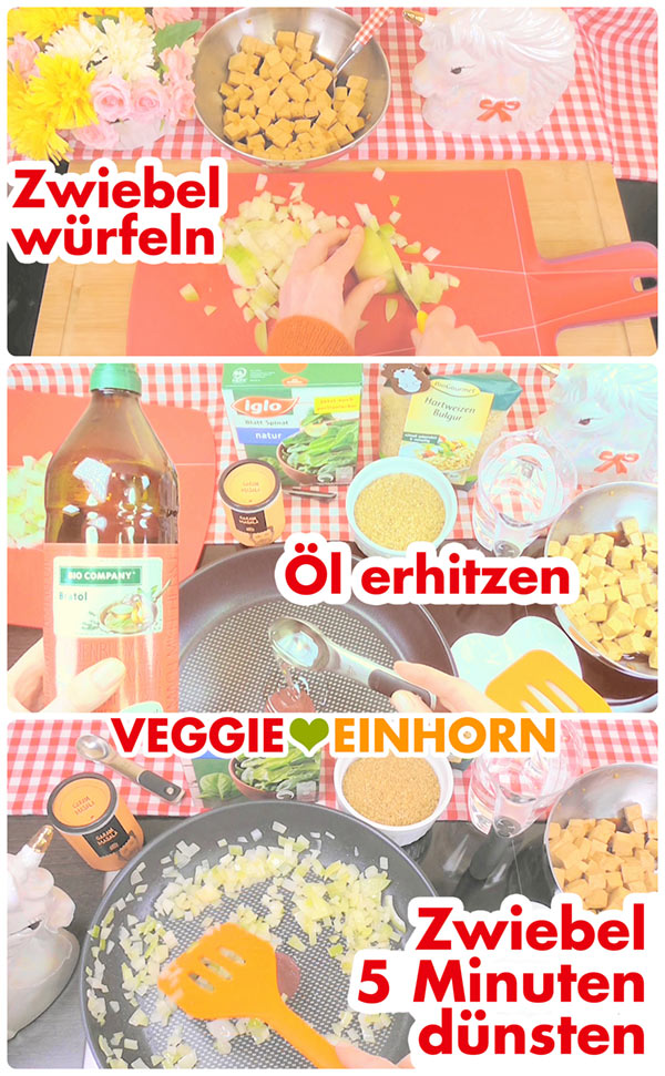 Zwiebel würfeln und andünsten