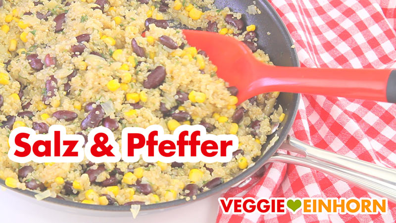 Einfache vegane QUINOA-BOHNEN-MAIS-Pfanne | Gesundes, schnelles Rezept mit Schritt-für-Schritt Foto-Anleitung und VIDEO
