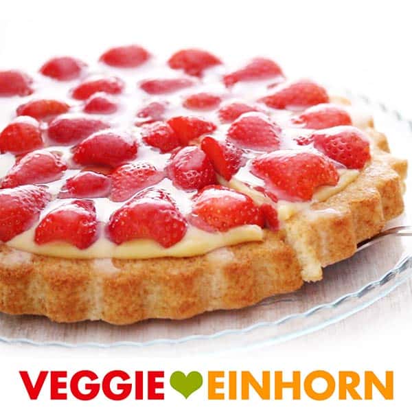 Erdbeerkuchen mit Vanillepudding vegan