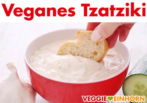 Fertiges veganes Tzatziki aus Cashewkernen und Tofu