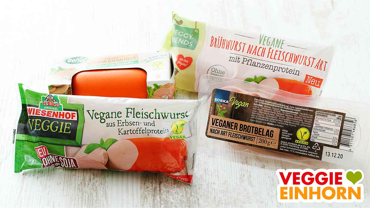 Vegetarische Fleischwurst Packungen mit vegetarischer Fleischwurst