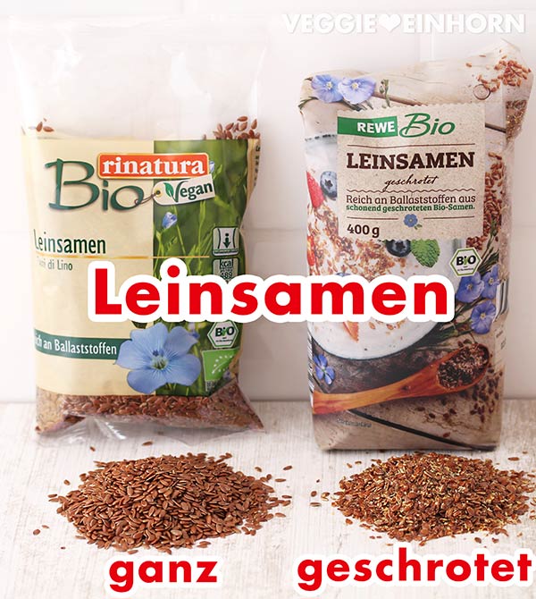 Ganzer Leinsamen und geschroteter Leinsamen