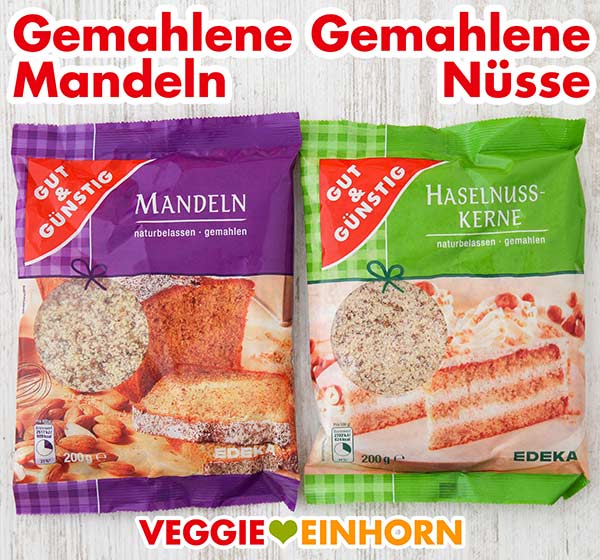 Edeka Gut und Günstig Gemahlene Mandeln und Gemahlene Haselnusskerne Zwei Packungen mit gemahlenen Mandeln und Haselnüssen
