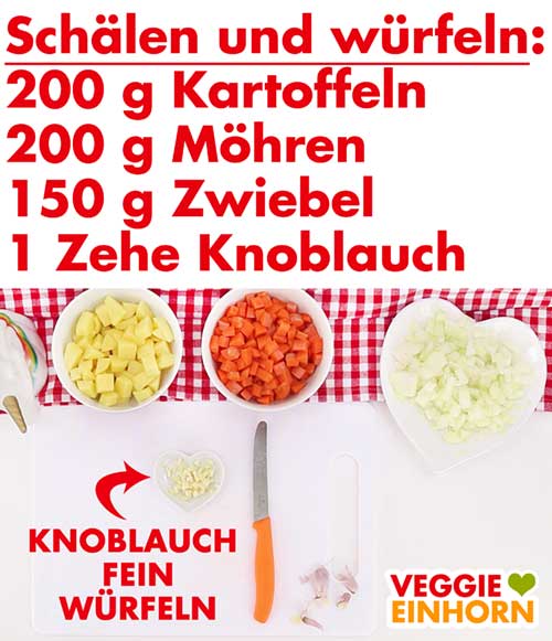 Gemüse vorbereiten für Rote Linsensuppe Gemüse vorbereiten für Rote Linsensuppe