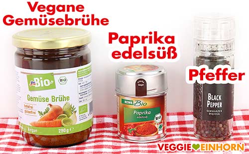 Veganes Gemüsebrühe Pulver, Paprika edelsüß, Pfeffer