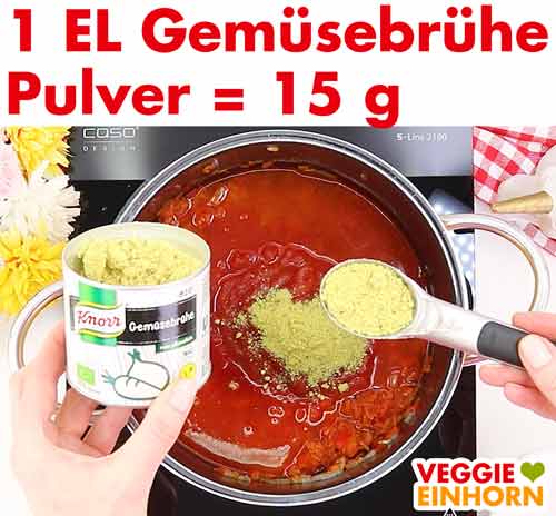 Würzen mit Gemüsebrühe Pulver.