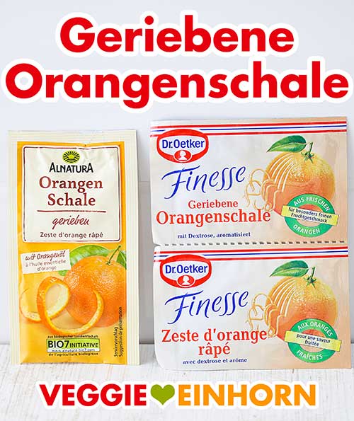 Gekaufte geriebene Orangenschale Zwei Packungen Orangenabrieb