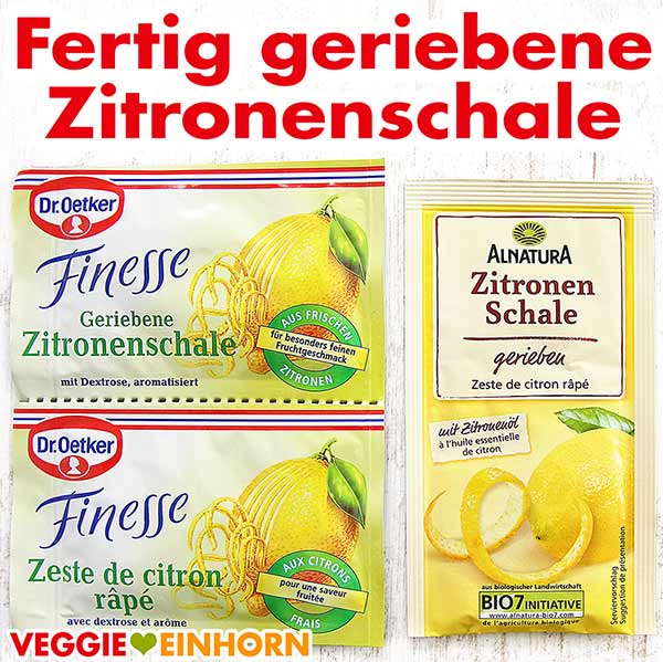 Geriebene Zitronenschale Dr. Oetker Finesse und von Alnatura