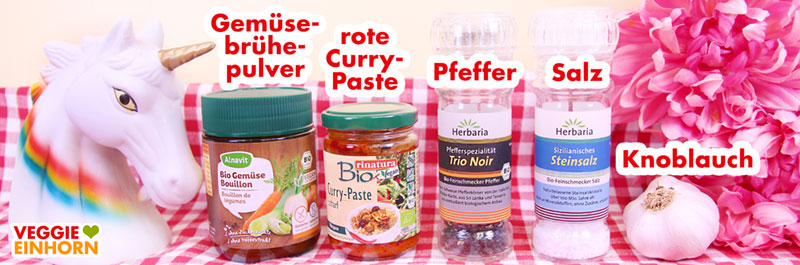 Alnavit Gemüsebrühe Pulver, rinatura rote Curry Paste, Pfeffer, Salz, Knoblauch Gemüsebrühe Pulver, rote Currypaste, Salz, Pfeffer, Knoblauch