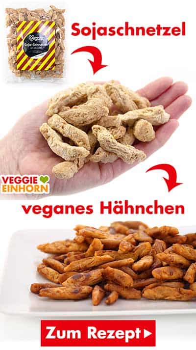 Zum Rezept: Hähnchen aus Sojaschnetzeln