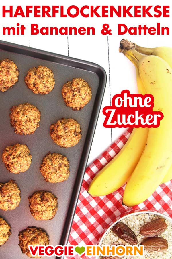 Vegane Haferflockenkekse | Einfache gesunde Haferflocken Kekse ohne Zucker | Vegane Haferkekse mit Banane und Datteln