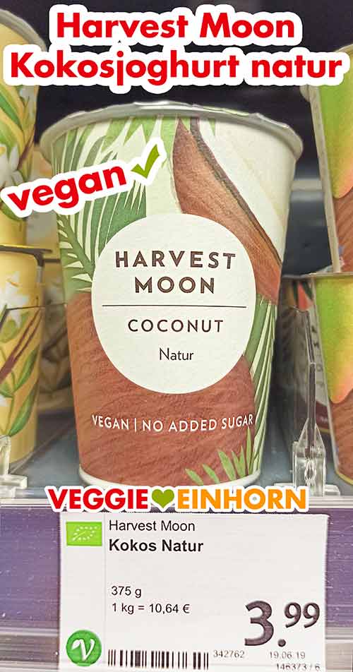 Harvest Moon Kokos Joghurt Natur Ein Becher Harvest Moon Kokos Joghurt im Regal bei denn's Biomarkt