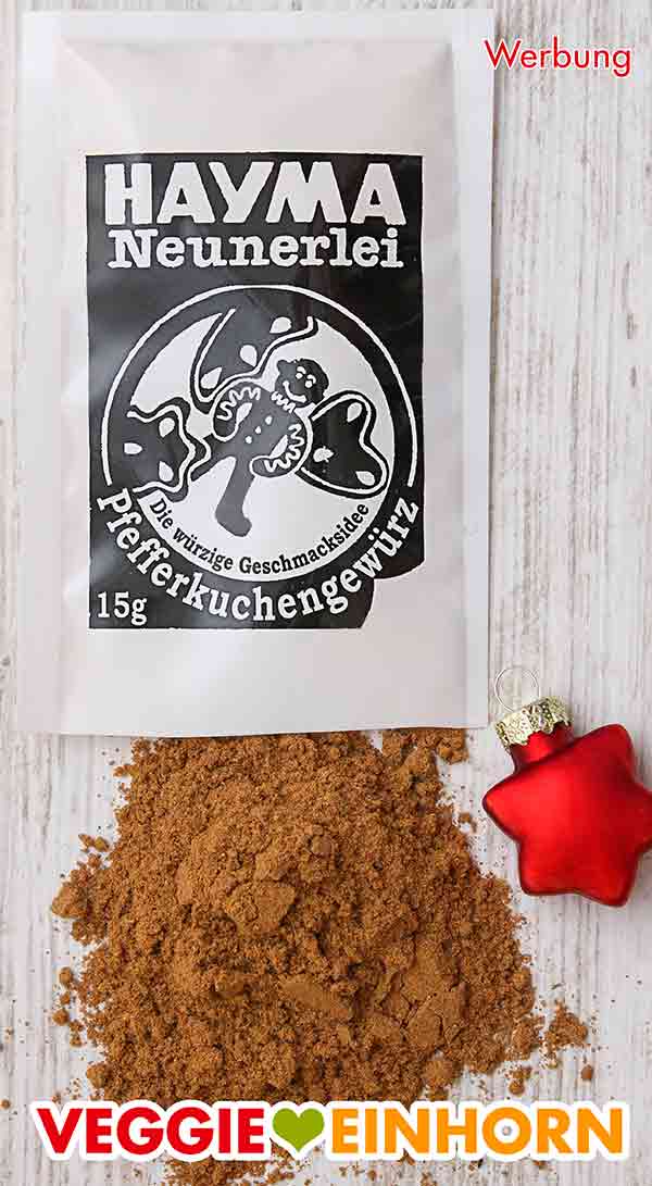 Hayma Neunerlei Pfefferkuchengewürz Eine geöffnete Packung Hayma Neunerlei Pfefferkuchengewürz