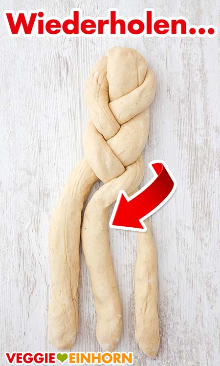 Das Flechten wird wiederholt